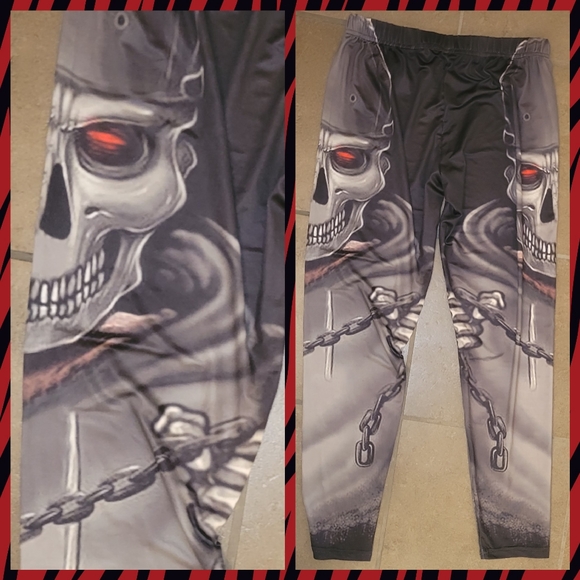 SKULL ☠️ & 🥀 ROSES LEGGINGS <> SET OF 2 - Picture 4 of 16